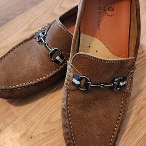 Martin Dingman mens loafers dress shoes 10.5 Horse Bit navy blue brown leather